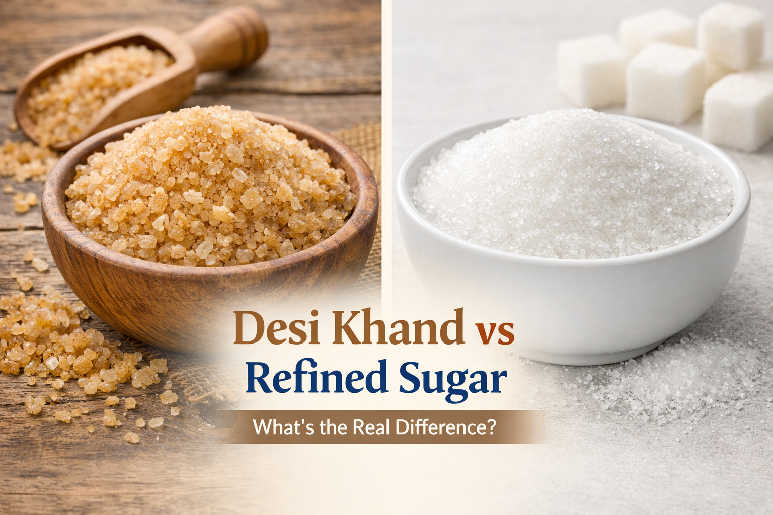 desi khand and refined sugar